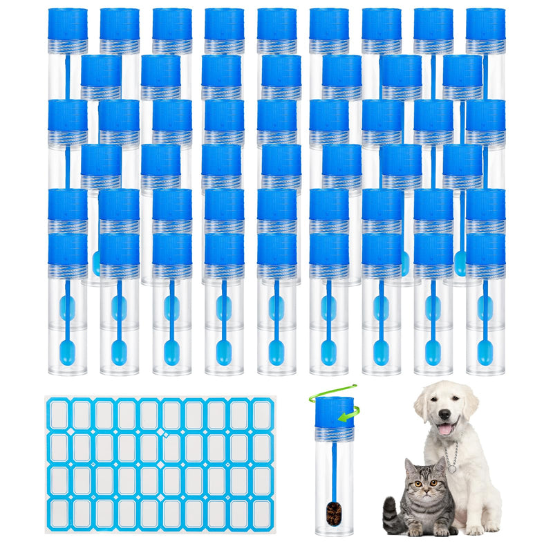 Pack of 50 Chair Sample Tubes, 15 ml, with Spoon and Label Stickers | Cats and dogs waste sample tube, good sealing, 8.1 x 2.3 cm, dog chair sample tube for pets for testing 50 Items