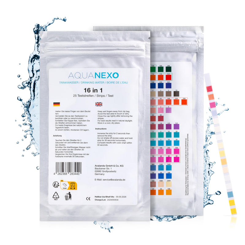 [Australia - AusPower] - 25 Water Tester Drinking Water 16-in-1, pH Test Strips, Water Hardness Test Strips, Measure Water Hardness, pH Value Test Strips, Drinking Water Test Strips, Drinking Water Test 