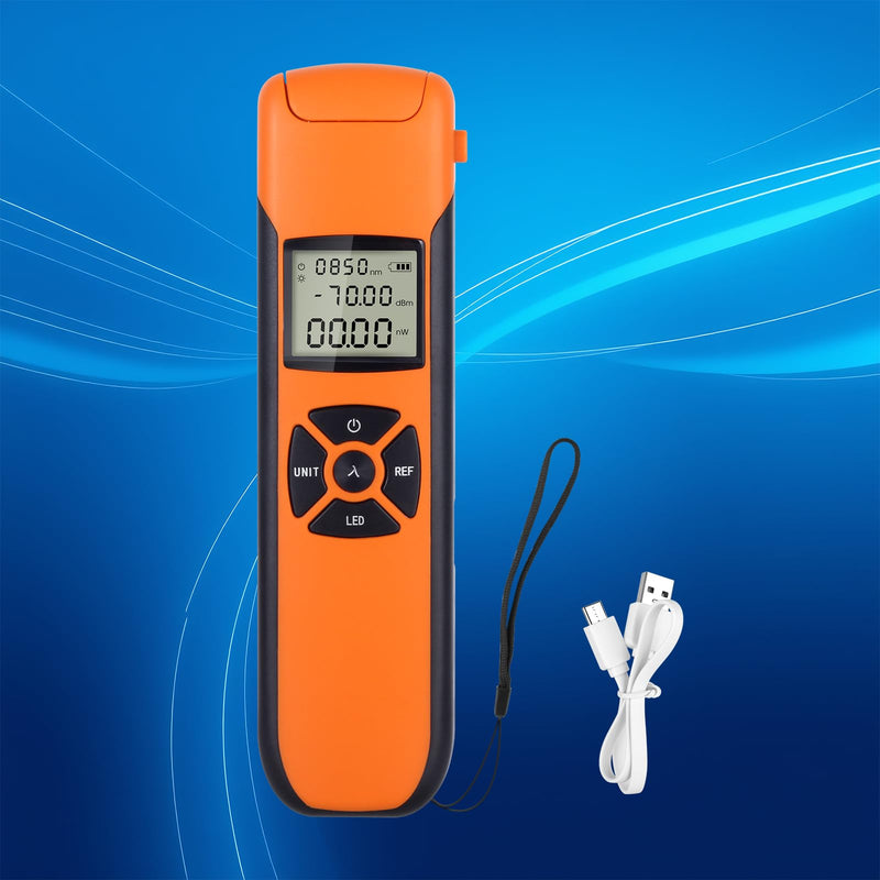 [Australia - AusPower] - Rechargeable Optic Power Meter -70~+10 dBm Fiber Light Meter for Testing 9 Calibrated Wavelengths Compact Size (4.9in*1.3in), Continuous use for 20 Hours 