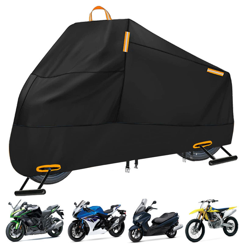 [Australia - AusPower] - Motorcycle Cover Waterproof Outdoor, 300D Heavy Duty Motorcycle Cover for Ninja 250 300 650 1000 Yamaha YZF R1 R7 MT-09 Suzuki GSXR 600 750 1000 Scooter Cover Protection Fits up to 86" - Black L (Fits up to 86") 