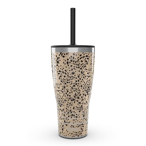 Tervis Traveler Sleek Cheetah Triple Walled Insulated Tumbler Travel Cup Keeps Drinks Cold & Hot, 30oz with Straw Lid, Stainless Steel