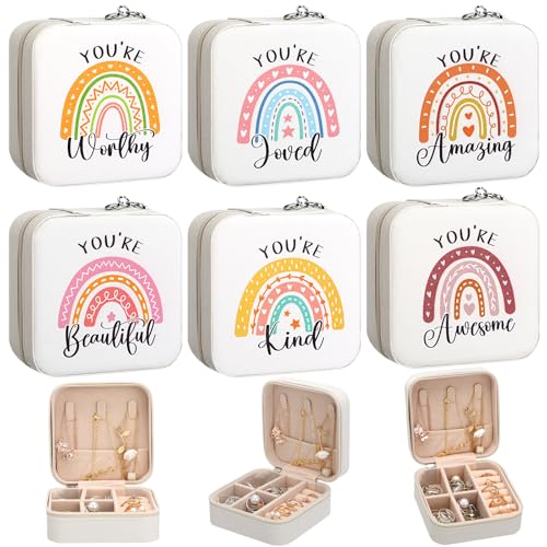 Kenning 6 Pcs Travel Jewelry Case Rainbow Gifts for Women Mom Grandma