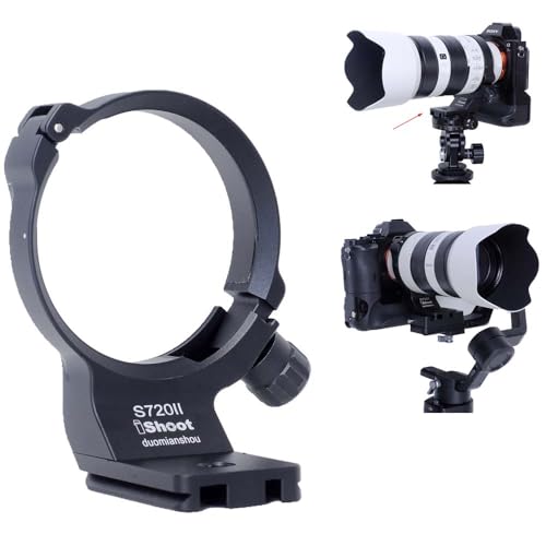 iShoot Tripod Mount Ring Lens Collar Compatible with Sony FE 70-200mm F/4 Macro G OSS II, Lens Support Holder Bracket Bottom Arca-Swiss Fit Quick Release Plate for Arca Clamp Head & Stabilizer