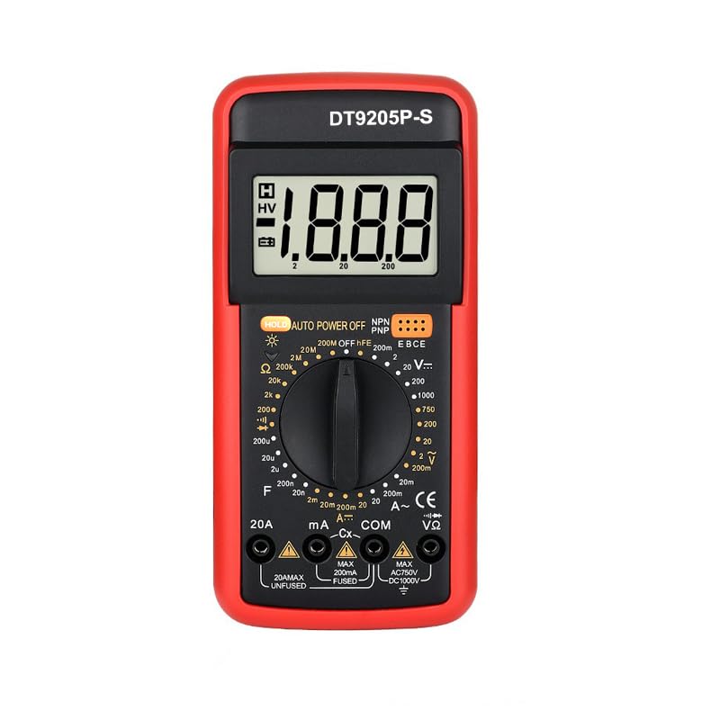 [Australia - AusPower] - DT9205A+ Digital Multimeter, 1000V True RMS Auto-Ranging Voltmeter, Professional Electrician Tools with Temperature/Diode/Continuity Test, Anti-Burn & Full Protection for Home/Car/Industrial Use 