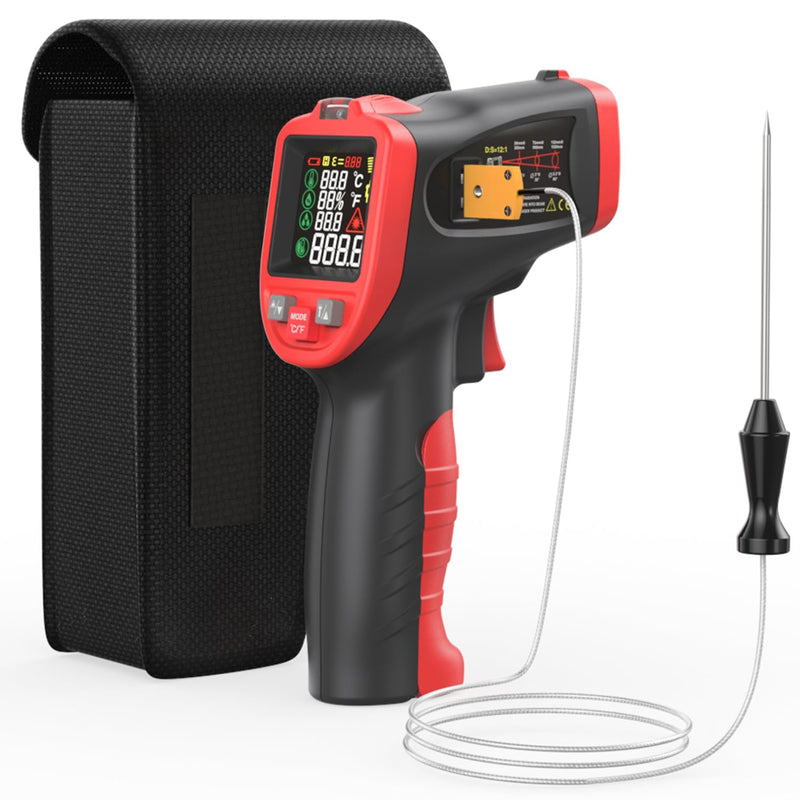 [Australia - AusPower] - Infrared Thermometer Temperature Gun with Probe -58℉ to 1202℉, Digital Heat Surface Temp Gun, Non-Contact Laser Thermal Gun for Cooking Food, Barbecue Meat, Pizza Oven, Griddle (CM650) CM650 
