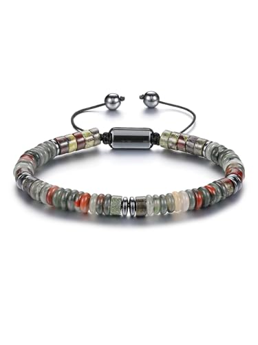 Jovivi Natural Healing Crystal Beaded Bracelet for Men Women Jewelry Gift Dragon Bloodstone