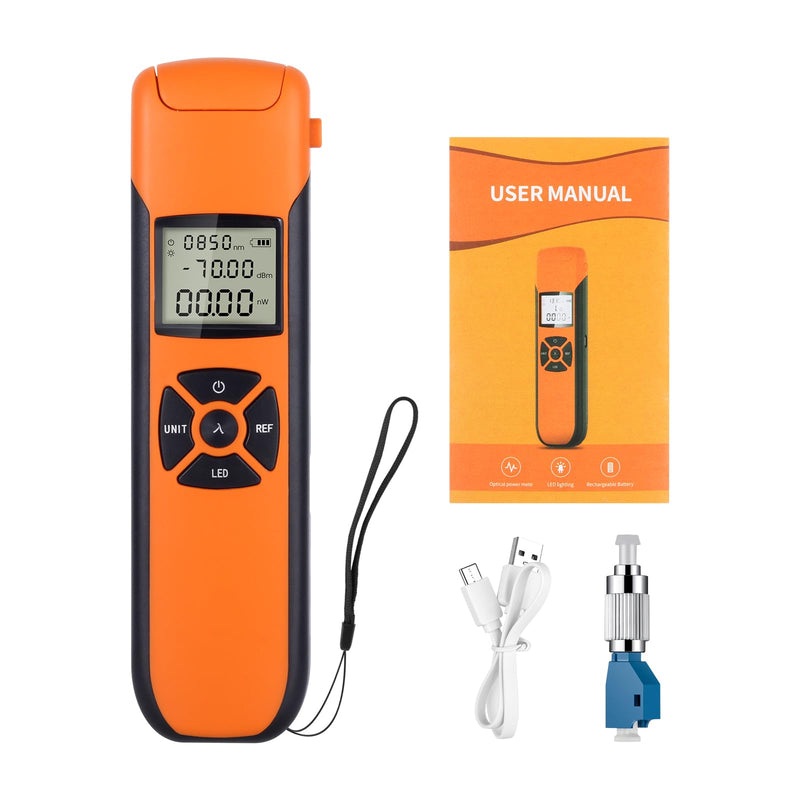[Australia - AusPower] - Fiber Tester - Rechargeable Optical Power Meter -70~10dBm with 9 Test wavelengths (USB Type-C Fast Charging) 