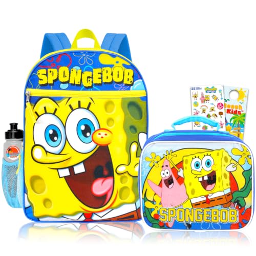 Spongebob Backpack and Lunch Box Set for Toddlers School Bundle + More