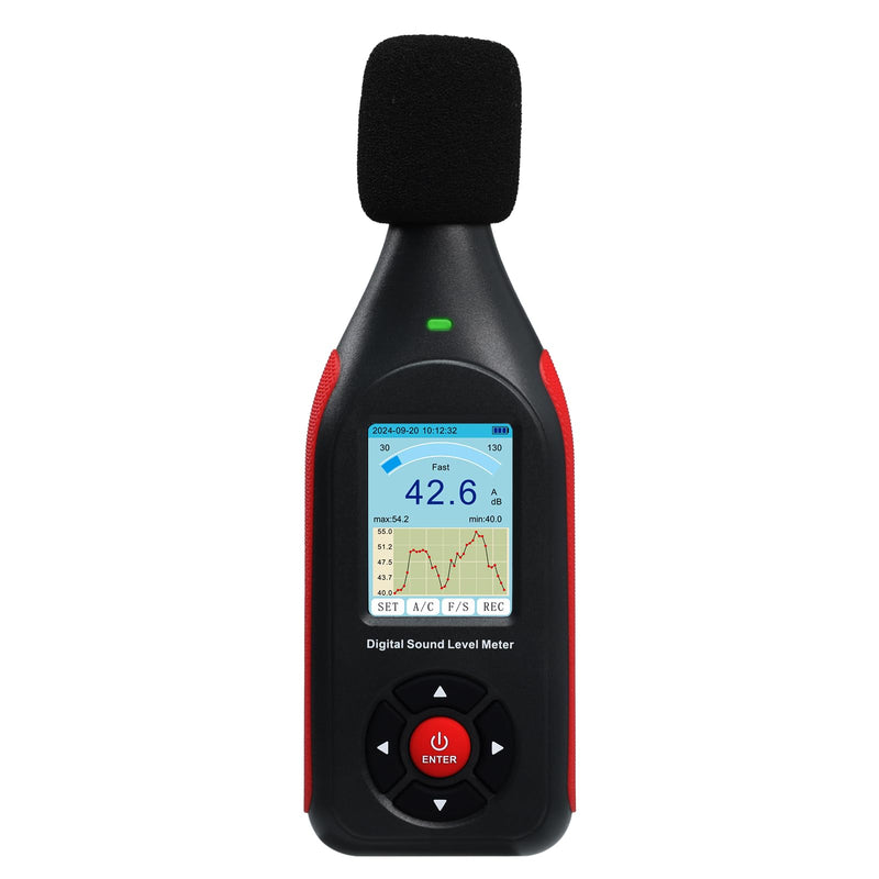 [Australia - AusPower] - Decibel Meter, Digital Sound Level Meter with Data Logging, 3-Color Alarm, A/C Weighted, HD Screen, 30-130dB Range, Rechargeable SPL Meter for Home, Classroom, Office, Factory 