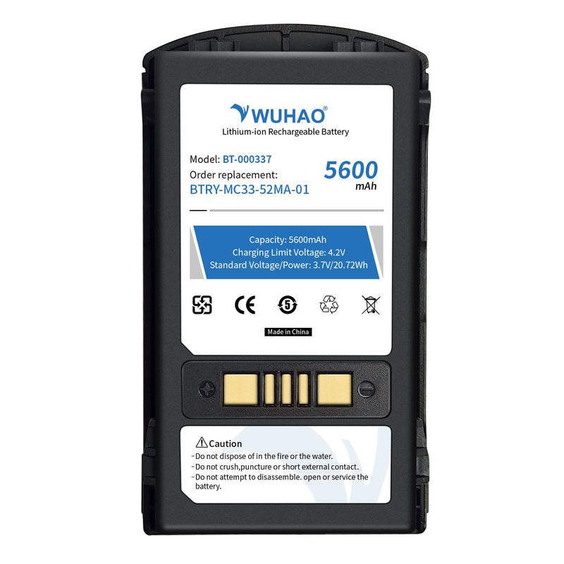 WUHAO MC3300 Battery BT-000338 BT-000337 Upgraded 5600mAh for Zebra MC3300 MC330K MC330M Handheld Barcode Scanner BTRY-MC33-52MA-01 BT-000337-01 BT-000338-01 Replacement Battery