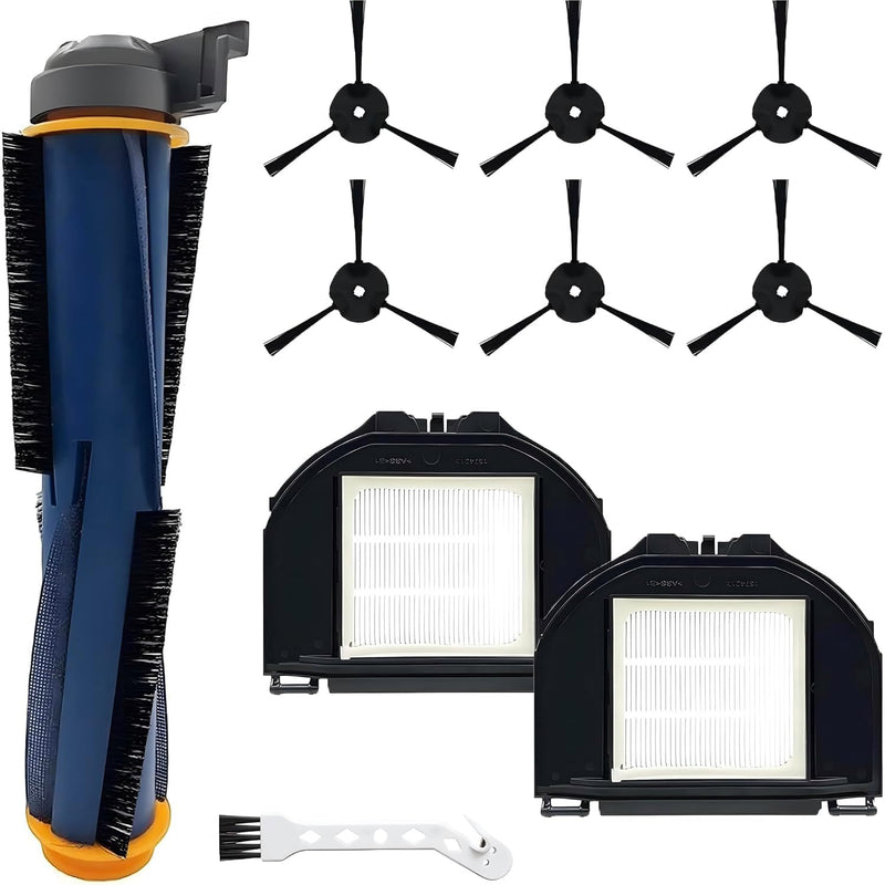 Replacement Parts Kit Compatible with Shark AV2310AE RV2310AE Matrix Robot Vacuum(Not for RV2300/RV2310), 1 Main Brush Roller, 6 Side Brushes, 2 Dustbin Filters, 2 Foam Filters and 1 Cleaning Tool Dark Blue
