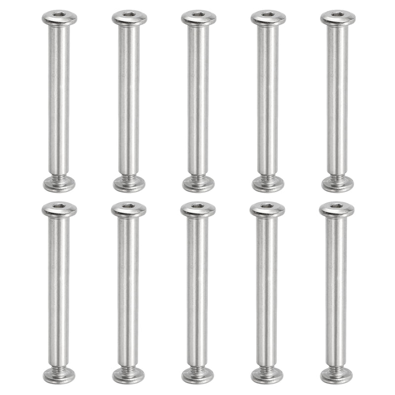 [Australia - AusPower] - PATIKIL Hex Chicago Screws, 10 Set Binding Screw Posts M6 x 60 mm Connecting Hex Drive Socket Cap Bolt Nuts for Scrapbook Leather Belt Album Photo Furniture Repair, Silver 