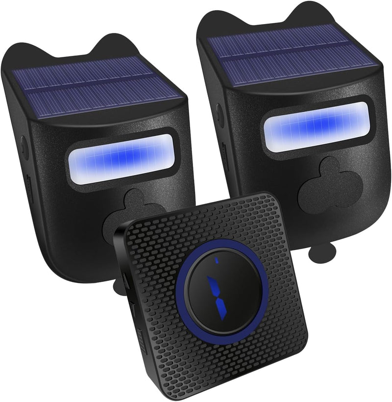 [Australia - AusPower] - Qumox Solar-Powered Driveway Alert System - Wireless Motion Sensor Doorbell with Weatherproof Design for Home and Business Security (2 Sensor & 1 Receiver) B1198 