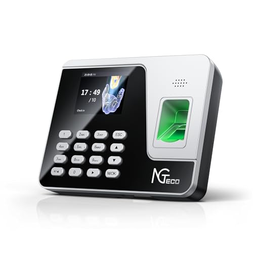 NGTeco Time Attendance Device for Employees (Fingerprint + PIN), Standalone Clock No WiFi/Software/Monthly Costs, German Silver