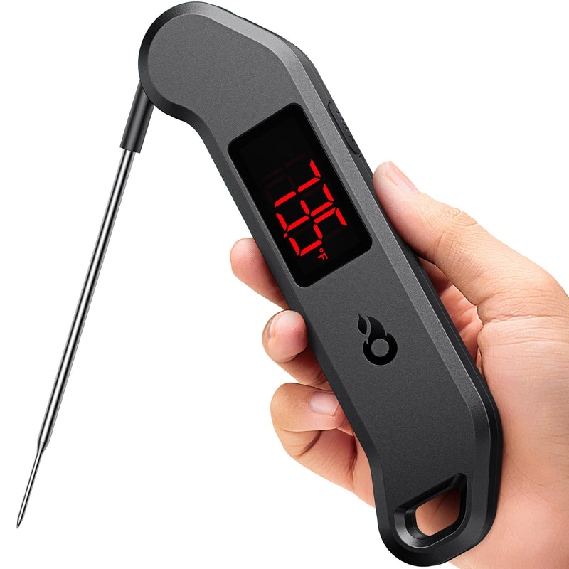 [Australia - AusPower] - Professional Digital Meat Thermometer, 1 Sec Instant Read, ±0.5℉ Accuracy NIST&NSF Certified Food Thermometer, Auto-Rotate Bright LED Screen, 100% Waterproof Cooking Thermometer for Grill BBQ, Black 