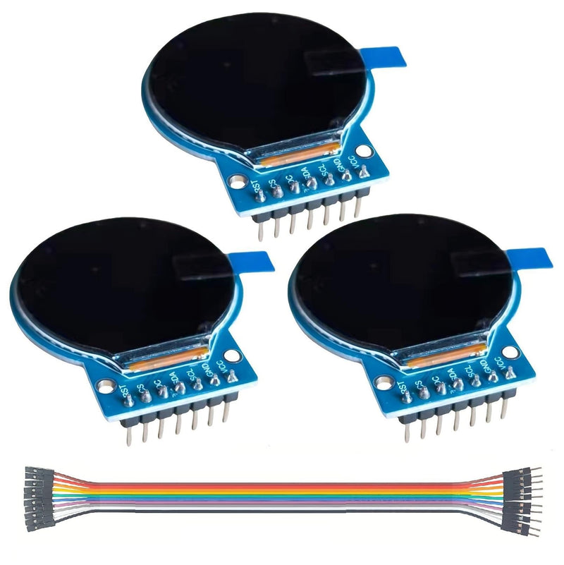 [Australia - AusPower] - 3Pcs TFT LCD Display Screen Compatible with for Arduino (1.28 Inch 240x240) Round Full Color HD IPS Full View RGB Touching Display GC9A01 Driver Chips 7 Pin SPI Interfac Welding Pins 
