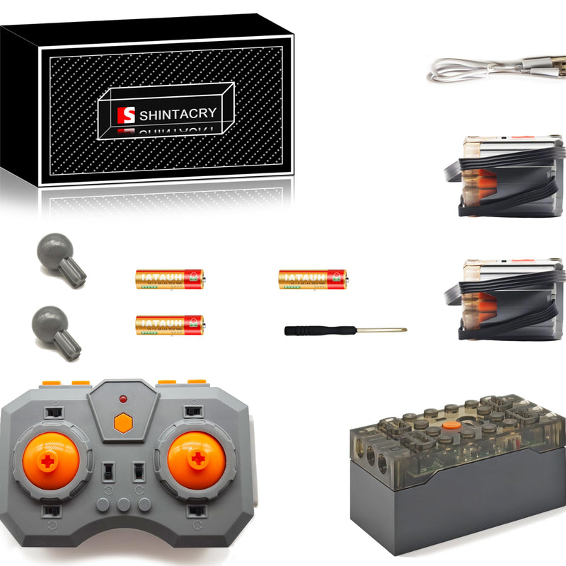 [Australia - AusPower] - 20PCS Power Functions Control Speed Remote Control and Rechargeable Lithium Battery Set Compatible with Other Major Brands, High Speed XL Motor × 2(STEM+Technic) for Building Lovers, Adult 