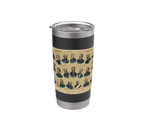 Vintage Union Generals of The US Civil War (1884) Stainless Steel Insulated Tumbler Black 20 Ounces