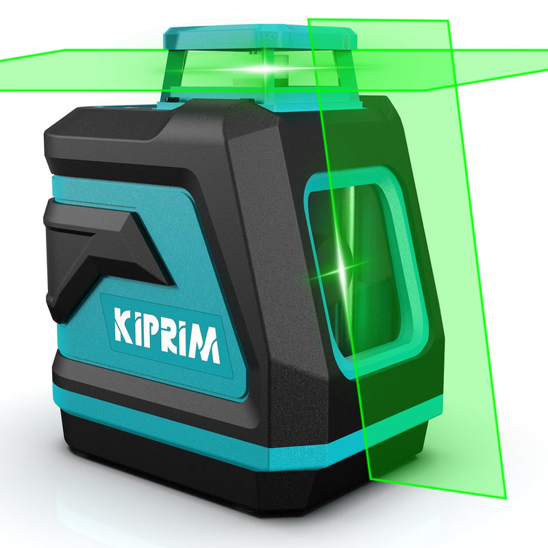 [Australia - AusPower] - Kiprim Green Laser Level LV8D with Enhanced Visibility,5 Laser Lines,Adjustable Brightness,Manual/Self Leveling/Pulse Mode,Batteries and Carrying Pouch Included 5 Laser Beams 