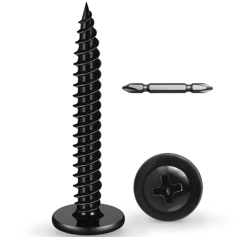 [Australia - AusPower] - #8 x 1-1/2 Inch Wood Screws Phillips Modified Truss Head Stainelss Steel 410 Self Tapping Metal Screws,Black Zinc Plated(1Ib,125Pcs) 8 x 1-1/2" 1lb Box 