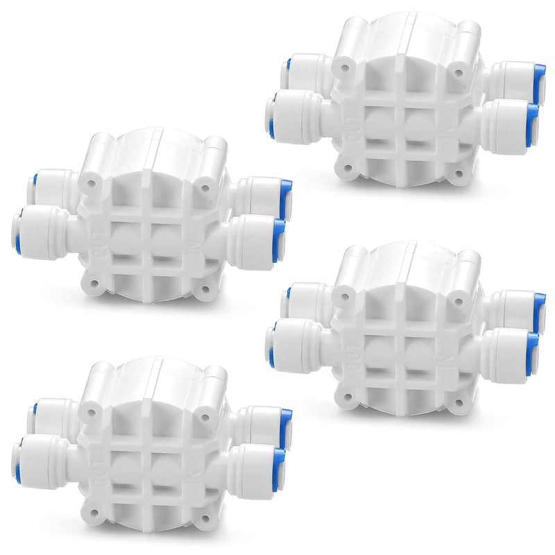 [Australia - AusPower] - 4 Packs 1/4 Inch Tube Automatic Shut off Valve, with Quick Connect Fittings, for Ro Reverse Osmosis Water Filter System, White 4 