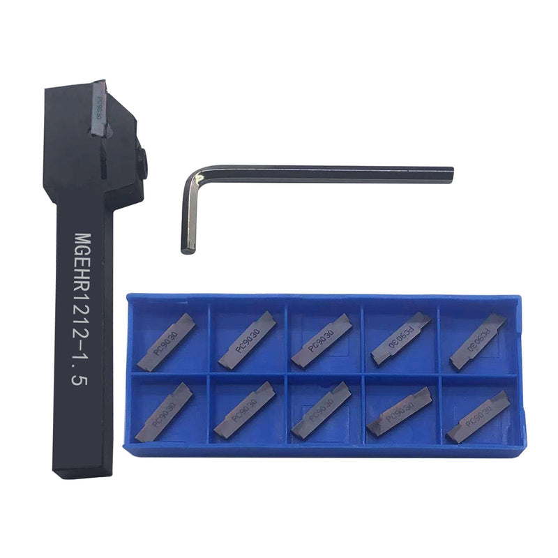 13 Piece Lathe Punching Tool Holder MGEHR1212-1.5 with 11-Piece MGMN150-G Carbide Indexable Inserts (MGEHR1212-1,5+MGMN150) MGEHR1212-1.5+MGMN150