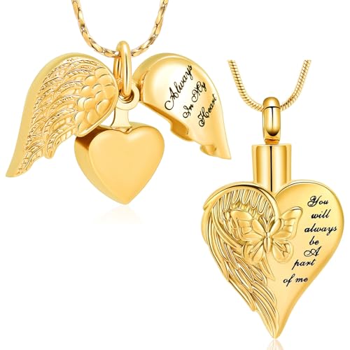 Imrsanl Cremation Jewelry for Ashes Heart Urn Necklace Pendants Ashes for Women Men