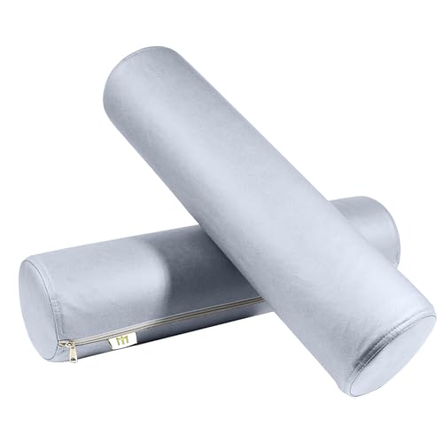2 Pack Neck Roll Pillow, High-Density Foam Cylinder Bolster Pillow for Neck, Back & Lumbar Support, Ergonomic Round Pillow for Side Sleepers, Sleeping (5.9''x23.6'' Medium Grey) 23.6x5.9IN