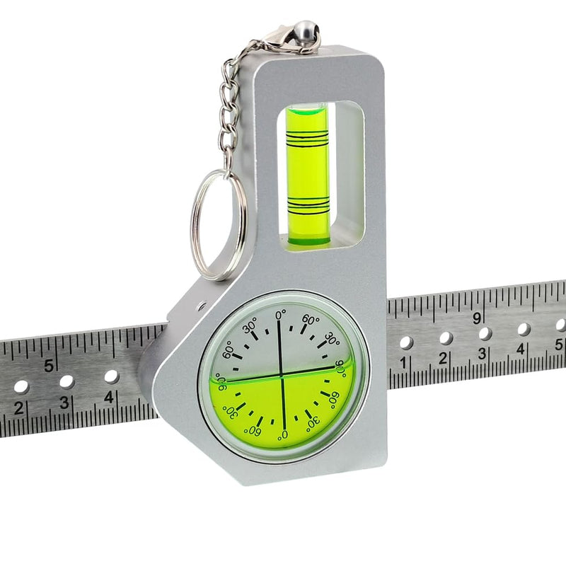 [Australia - AusPower] - Metal high-precision level, small bar type angle sensor, level bubble rectangular with 30cm ruler with positioning hole (Silver green) Silver Green 