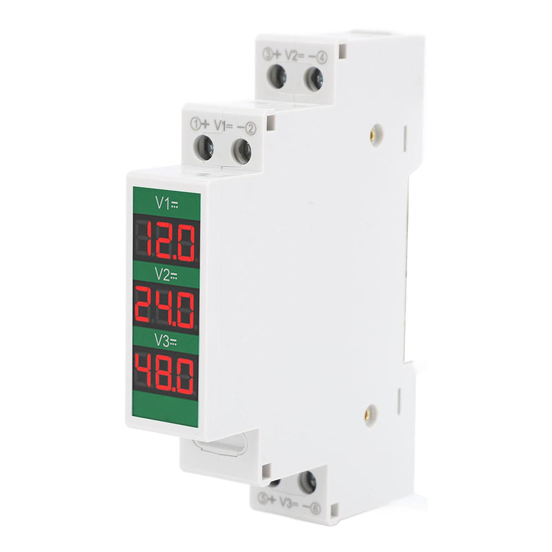 [Australia - AusPower] - DIN Rail Voltmeter LCD Digital Display Isolated Triple Way Modular Voltage Meter DC 11 to 310V Easy to Inllustion 