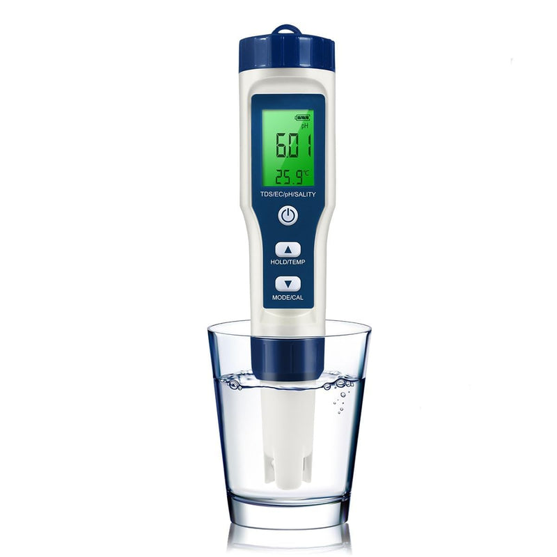 [Australia - AusPower] - 5 in 1 LFS TDS Meter PH Tester, 0.01 High Accuracy Digital PH Meter for Water, PH/TDS/EC/Salt/Temp Tester, PPM Meter Water Tester for Drinking Water, Hydroponics, Plants, Aquarium and Pool 