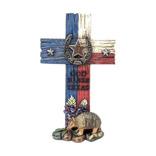 BestGiftEver God Bless Texas Faux Wood Cross - Rustic Tabletop Decor