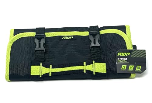 AWP pocket tool roll in rugged 1680D polyester with water-resistant construction for common tools
