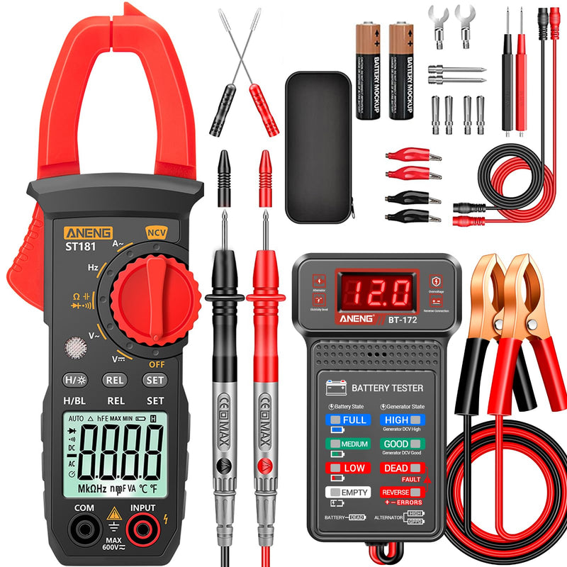 [Australia - AusPower] - ANENG Clamp Meter Multimeter Tester with 1.2V Car Battery Tester,Measures AC Current, AC/DC Voltage,Capacitance, Resistance, Diodes, Continuity Frequency Electrical Tools 