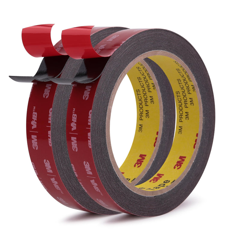 Double Sided Tape Heavy Duty Mounting Tape 3/4" x 18Ft Made of 3M 5925 Strong Adhesive Waterproof Foam Tape Perfect for Automotive Home Office Decor Indoor and Outdoor Walls (Pack of 2) Black