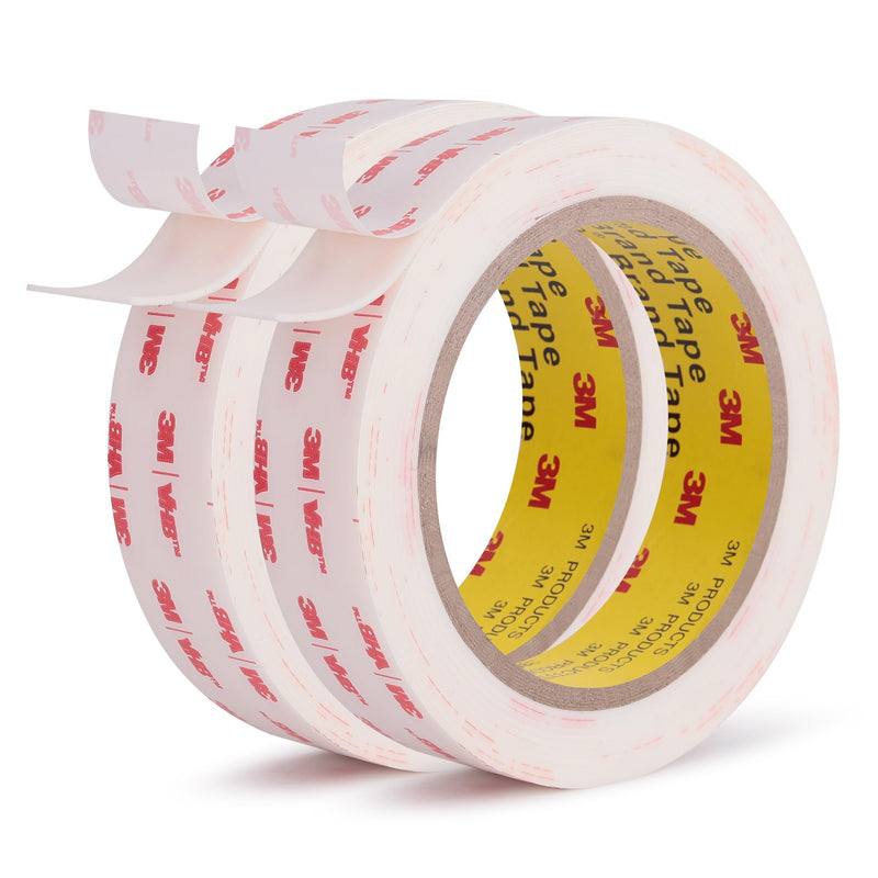 Double Sided Tape Heavy Duty Mounting Tape 1" x 10.8Ft Made of 3M 4950 White Strong Adhesive Waterproof Foam Tape for Home Office Car Decor (Pack of 2)