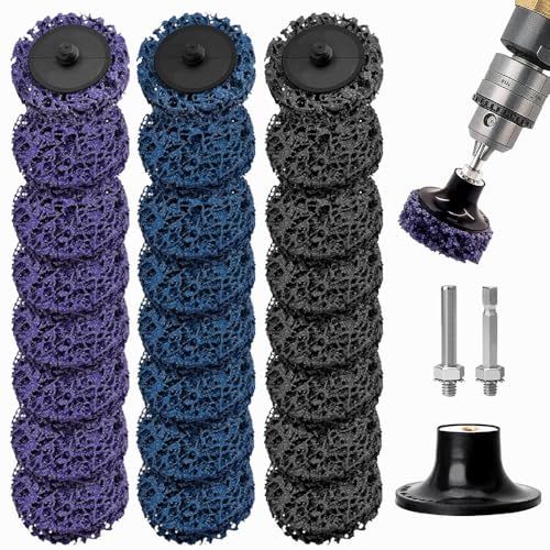 CSD Sanding Disc, 18 Pieces Coarse Cleaning Disc, Cleaning Disc Set 2 Inch Coarse Cleaning Disc Drill with Two Pull Rods for Rust Removal or (50 mm Mixing of Colors, 18) 50 mm mixing of colors