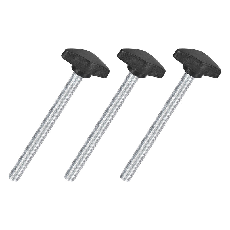 [Australia - AusPower] - uxcell 3Pcs Tee Wing Knobs Thumb Screws, M8 x 95mm Clamping Screw Knob Male Thread Carbon Steel T Shaped Thumb Screws Handle 36mm Dia. for Hand Tightening Knob Replacement, Black 