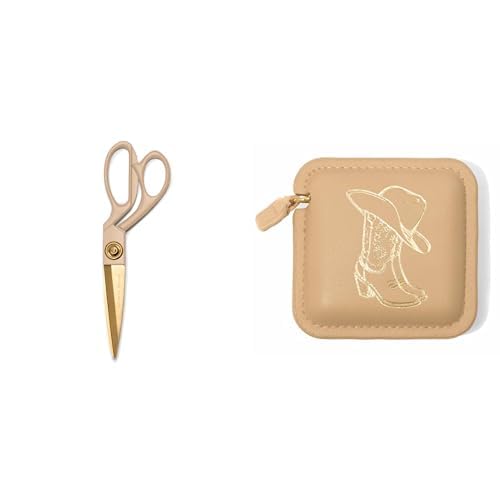 [Australia - AusPower] - DesignWorks Ink Retractable Tape Measure and Stainless Steel Scissors Bundle, Taupe 