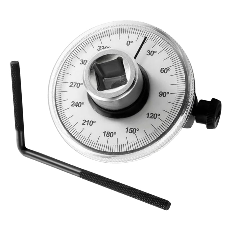 [Australia - AusPower] - BYOBYO 1/2 Inch Drive Torque Angle Gauge, Silver 360 Degree Adjustable Car Gauge Tool Drive Angle Torsion Wrench Measure for Chassis Components 