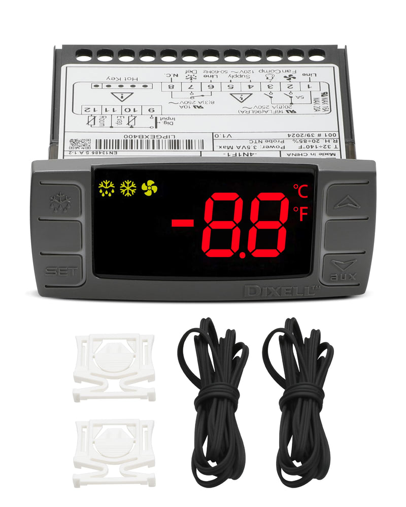 [Australia - AusPower] - for Dixell XR06CX-4N1F1 Temperature Controller, Fit for 120V 50-60hz Commercial Refrigerators/Freezer Replace for Dixell Temperature Controller, with Temperature Sensor Probes & Clasp 