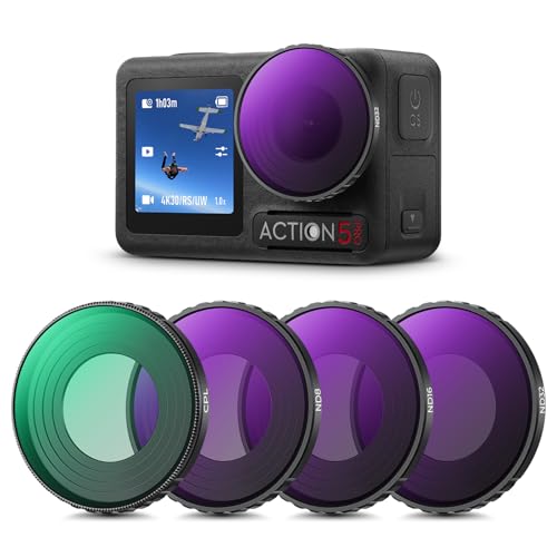 K&F CONCEPT ND PL Filter Kit Compatible with DJI Osmo Action 5 Pro/Action 4 For Osmo Action 4/5 Pro Screw On Mount