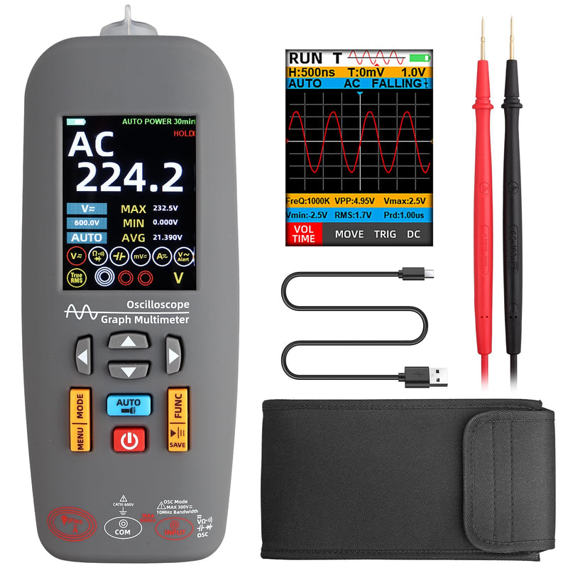 [Australia - AusPower] - Handheld Digital Oscilloscope Multimeter Voltage Tester 3-in-1,10MHz Bandwidth,48MSa/s Sampling Rate,Digital Multimeter with AC/DC Voltage,Current,Capacitance & Resistance Measurement 