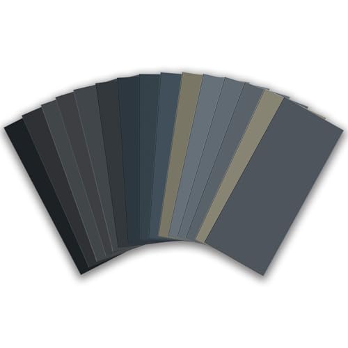 15 Piece Professional Sandpaper Set 23 x 9 cm, Grit 80 120 150 180 240 320 400 600 800 1000 1200 1500 2000 2500 3000, Wet and Dry for Car Metal Wood Varnish Walls Glass Finishing Sanding ishing