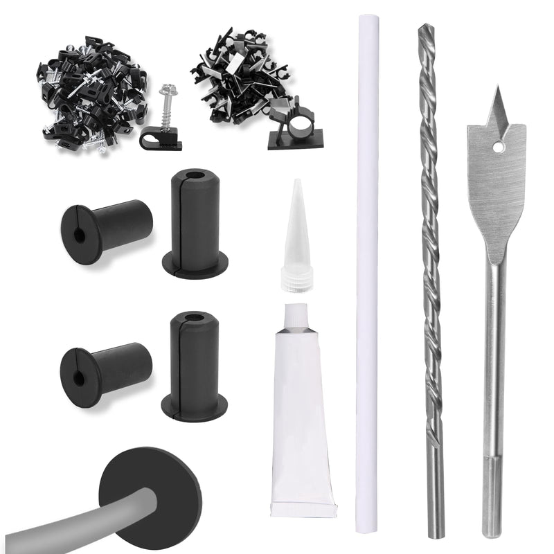 Starlink Cable Routing Kit, 3/4 Inch Cable Grommets for Wall Pass Through, Includes 3/4” Spade Drill Bit, Extra Long Drill Bit & Wall Wire Clips – Starlink Accessories Mounting Kit Black 3/4” Starlink Cable Grommets Kit