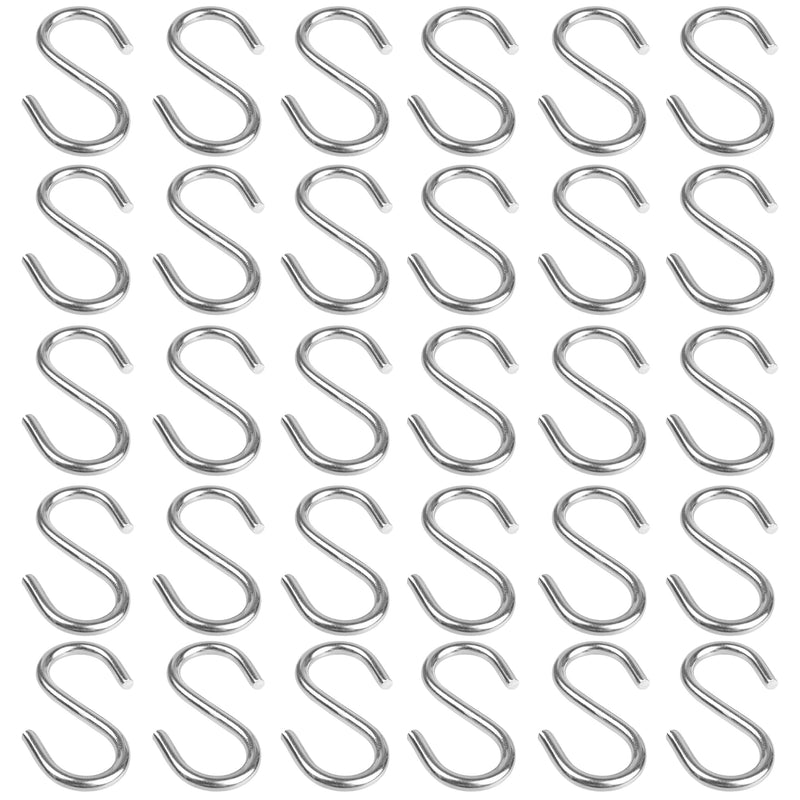 [Australia - AusPower] - 32PCS 1-1/2 Inch 304 Stainless Steel S Hooks, Heavy Duty M3 Hanging Hooks Mini S Shaped Hangers, Curtain Hanging Connectors S Shaped Utility Hooks 1.55inch 