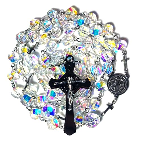 Premium Rosary Beads Chaplet Rotary Cutting Highly refractive Rhombus Artificial Crystal Glass Rosery Cross Catholic Gifts