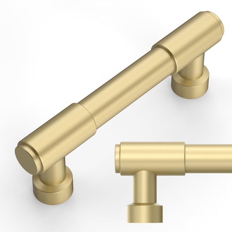 Amerdeco 10 Pack Brushed Gold Cabinet Pulls 3 Inch(76mm) Hole Center Drawer Pulls Cabinet Hardware Kitchen Cabinet Handles for Bathroom ZH0075 3"/76MM Hole Center