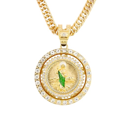14K Gold Filled San Judas Necklace For Women And Men - Vintage Saint Jude Necklace Religious Necklace Amulet, St. Jude Tadeo Medalla Cadena Oro Laminado, Catholic Religious Christian Jewelry 4 - San Judas Necklace