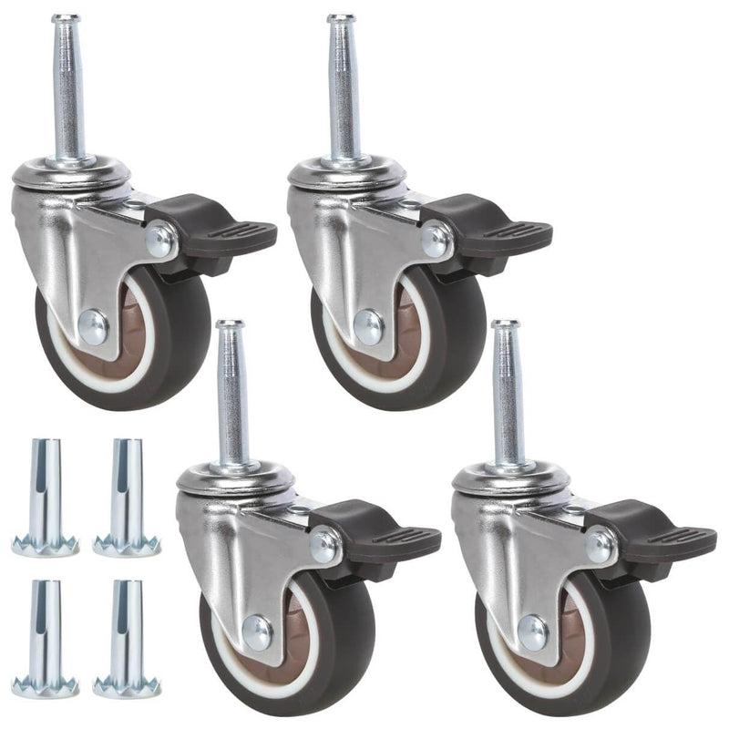 [Australia - AusPower] - JGJC 2" Caster Wheels with Brakes, Rubber Wheel Casters Set of 4 with Socket, (8×38mm) 5/16" × 1-1/2" Swivel Grip Neck Stem Casters Wheels for Furniture, Cabinet/Table, Protective Packaging Included Stem - 2 inch 